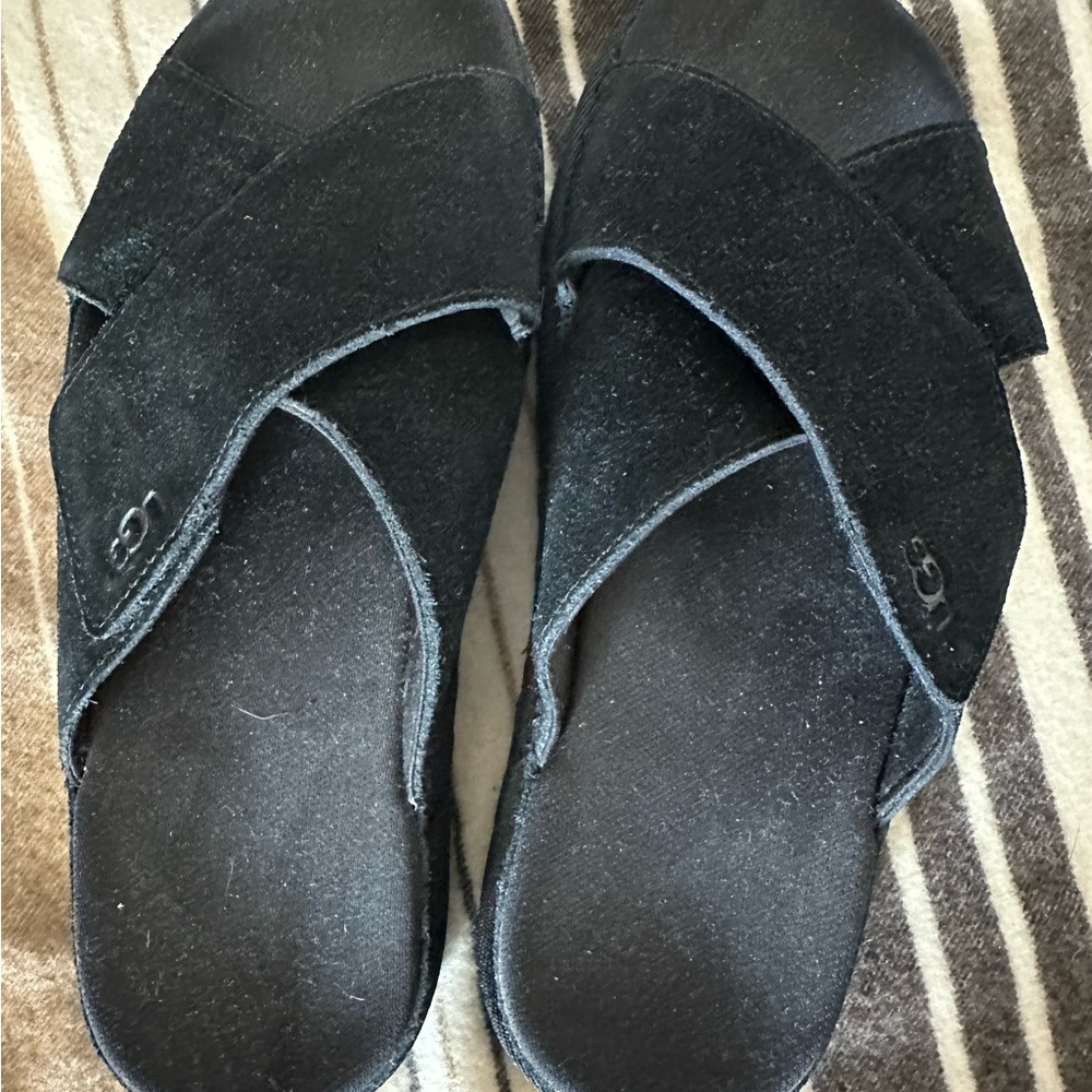 UGG Black Suede Comfort Slides